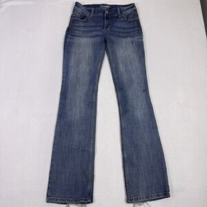 Wrangler Womens 30x34 Boot Cut Jeans Embellished Pocket Thick Stitch